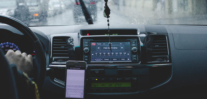 Inside of a rideshare car