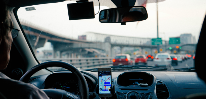 Rideshare driver in traffic